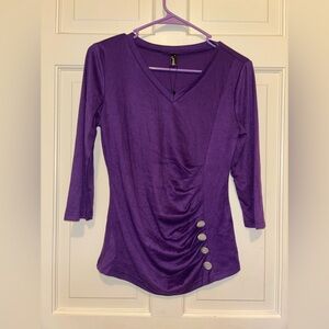 Purple VNeck Blouse Button long sleeve business travel party comfy holiday gifts